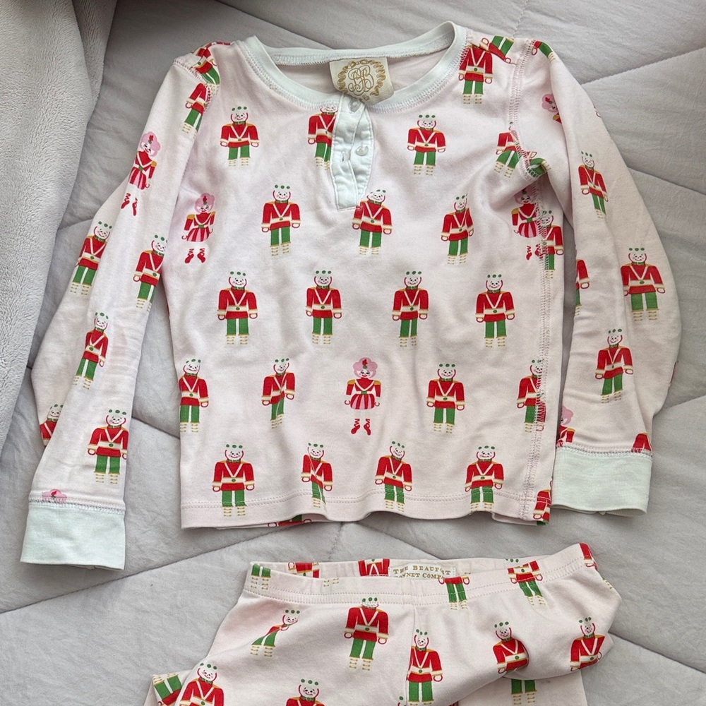 The Beaufort bonnet company pink Red and Green Nutcracker Kids Pajamas